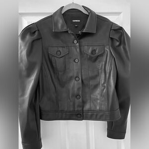 Express Black Women's Juniors Faux Vegan Leather Jacket Small